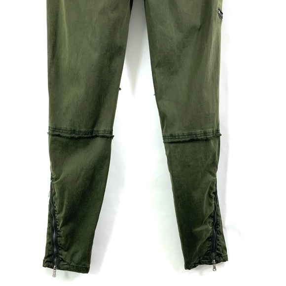 ♻️DONATED♻️ BLANK NYC Jeans Army Green Moto Skinny Jeans Size 28 J25 - Picture 7 of 12